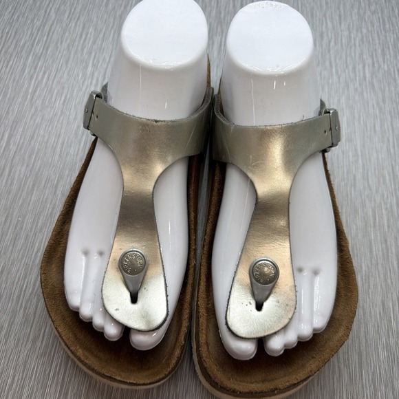 Birkenstock Shoes - Birkenstock Gizeh Metallic Silver Thong Sandals Womens EU 38 US 7 Comfort